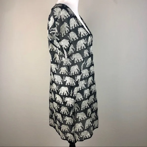 J. Crew Tissue Tunic Elephant Print Swim Coverup S - Picture 4 of 7